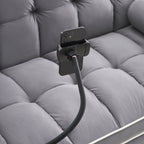 Samt-Schlafsofa zum Umbauen, 140 cm, 2-Sitzer, mit Ausziehbett, verstellbarer Rückenlehne, Seitentaschen und Handyhalterung