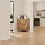 Eckschrank mit verstellbarem Regal, 3-stufiger Eckschrank aus Holz im Industriestil mit Türen, dreieckiger Beistelltisch für Wohnzimmer, Küche