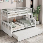 Gymax Etagenbett Twin über Full mit Twin-Ausziehbett, umwandelbar zur Plattform