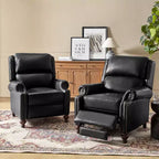 2er-Set Elisabete Modern Wingback Echtleder-Liegesessel mit Vintage-Nagelkopfleiste für Wohn- und Schlafzimmer | ART OF LIVING DESIGNS