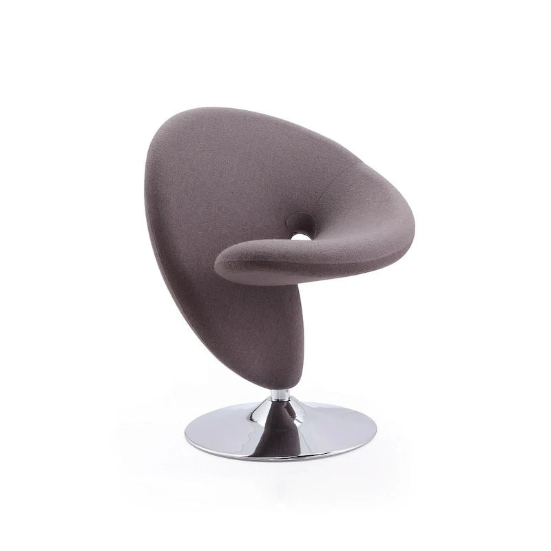 Manhattan Comfort Curl Akzentsessel mit Drehfunktion, Wollmischung und Chrom (2er-Set)
