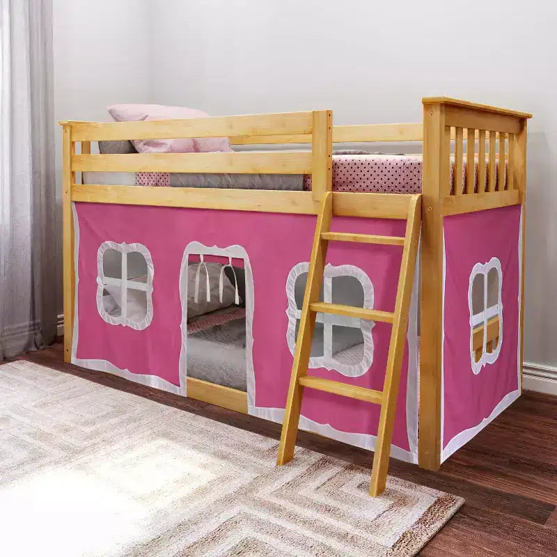 Max & Lily Twin-über-Twin Niedriges Etagenbett mit Vorhängen