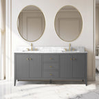 Vanity Art 72 Zoll Badezimmer-Waschtischunterschrank mit Doppelwaschbecken und Kunstmarmorplatte
