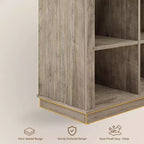 8 Würfelregal, Bücherregal im Landhausstil, 157,5 cm langes Holzregal für den Eingangsbereich, langes, niedriges Bücherregal für das Wohnzimmer