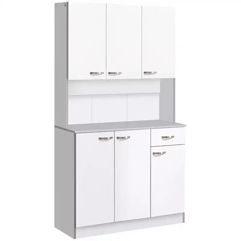 71 Küchenschrank, hoher Vorratsschrank mit Mikrowellenständer, moderne Küchenvitrine, 3 verstellbare Einlegeböden für Wohnzimmer, Esszimmer
