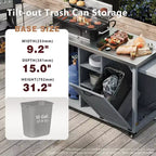 FAMYYT 78,3-Zoll-Outdoor-Kücheninsel mit Edelstahl-Arbeitsplatte, faltbarer BBQ-Station und Aufbewahrungsschränken, Graublau