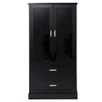 Hoher Badezimmerschrank, Schrank mit zwei Türen und Schubladen, verstellbarem Regal, MDF-Platte