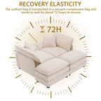 2-Sitzer-Sofa mit 2 Kissen, 2 Polstern und 2 Hockern, bequemes Sofa – Tiefes Wohnzimmersofa, Modulsofa