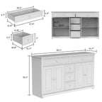 59,1'' Sideboard Buffet Weiß Mid-Century Modern Zeitgenössisch Lackiert