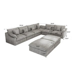 Großes Ecksofa aus Leinen für das Wohnzimmer-Set