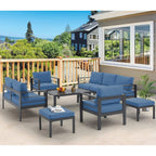 AECOJOY 7-teiliges Aluminium-Terrassenmöbel-Set Outdoor-Gesprächsgarnitur