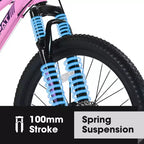 Okak 24/26 Zoll Mountainbike mit 21 Gängen und doppelten Scheibenbremsen, Kinderfahrrad mit 100mm Federgabel, Dirt Bike für Teenager und Frauen
