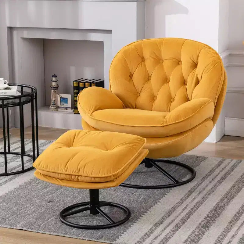Okak Samt-Akzentsessel mit Ottoman, moderner Armloser Sessel im Mid-Century Stil für das Wohnzimmer, weicher bequemer Sessel zum Fernsehen, Gaming