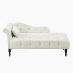 Moderne 60.6 Samt gepolsterte Knöpfe getuftete Chaiselongue mit Massivholzbeinen und Ziernägeln