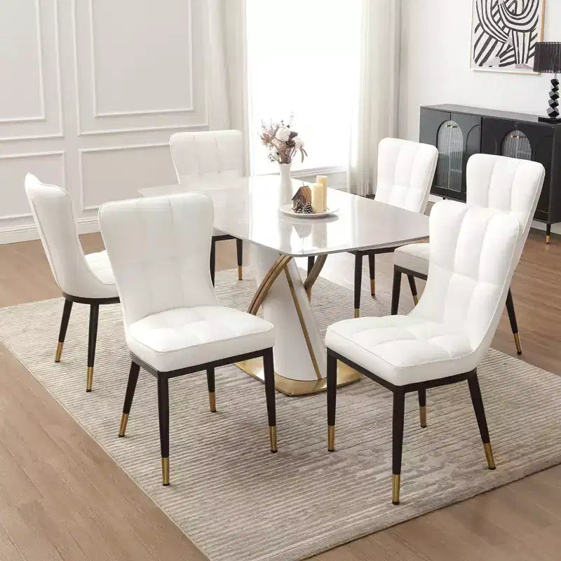 Bekrvio Esszimmerstühle 6er-Set, moderne gepolsterte Kunstledersitze mit hoher Rückenlehne, Metallbeine, armlose Küchenstühle für Wohn- und Esszimmer