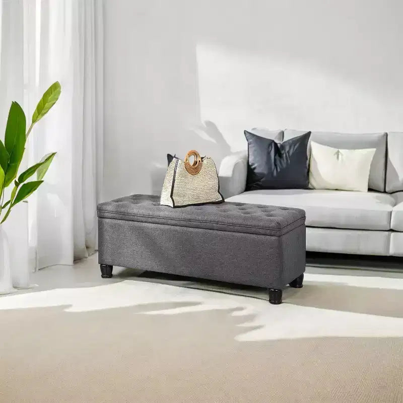 Sitzbank mit Stauraum, Aufbewahrungsbank, Stoffbank für Schlafzimmer und Flur, Belastbar bis 150 kg für Schlafzimmer und Wohnzimmer