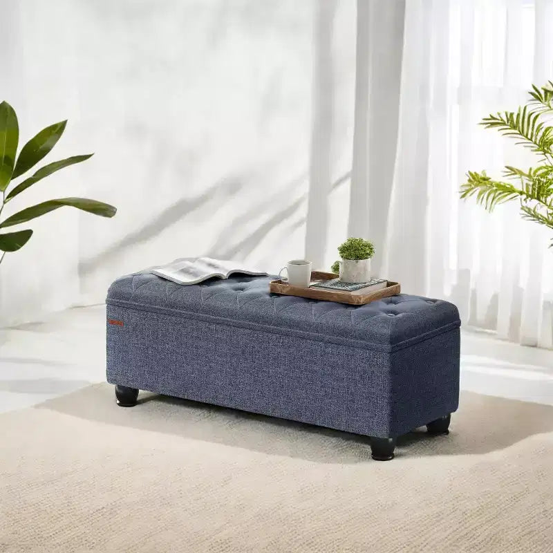 Sitzbank mit Stauraum, Aufbewahrungsbank, Stoffbank für Schlafzimmer und Flur, Belastbar bis 150 kg für Schlafzimmer und Wohnzimmer