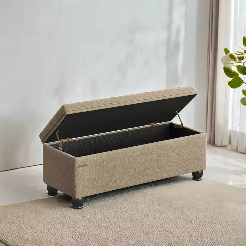 Sitzbank mit Stauraum, Aufbewahrungsbank, Stoffbank für Schlafzimmer und Flur, Belastbar bis 150 kg für Schlafzimmer und Wohnzimmer
