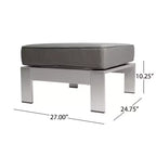 Christopher Knight Home Cape Coral Outdoor 4-teiliges Aluminium-Sessel- und Ottomane-Set mit Kissen, Khaki/Silber