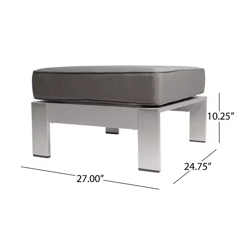 Christopher Knight Home Cape Coral Outdoor 4-teiliges Aluminium-Sessel- und Ottomane-Set mit Kissen, Khaki/Silber