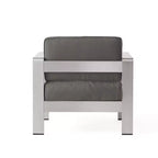 Christopher Knight Home Cape Coral Outdoor 4-teiliges Aluminium-Sessel- und Ottomane-Set mit Kissen, Khaki/Silber