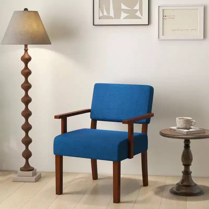 Costway 2er-Set Leinen-Akzentsessel, Wohnzimmerstuhl mit weich gepolsterter Sitzfläche und Rückenlehne, Grau/Blau