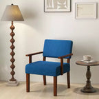 Costway 2er-Set Leinen-Akzentsessel, Wohnzimmerstuhl mit weich gepolsterter Sitzfläche und Rückenlehne, Grau/Blau