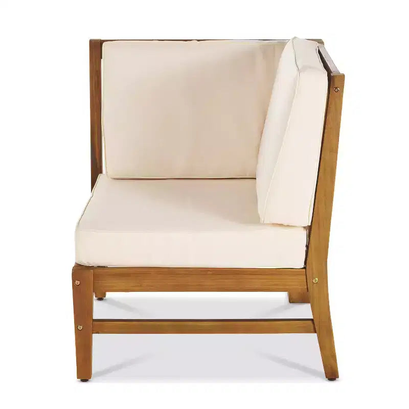 Christopher Knight Home Perla Outdoor Sektional-Sofa-Set aus Akazienholz für 5 Personen mit wasserabweisenden Kissen
