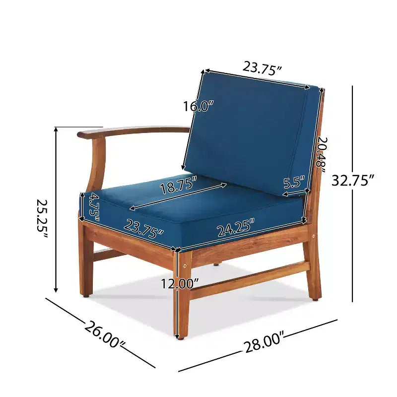 Christopher Knight Home Perla Outdoor Sektional-Sofa-Set aus Akazienholz für 5 Personen mit wasserabweisenden Kissen
