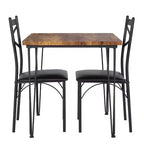 VECELO Esszimmergarnitur, 3/5-teiliges Esszimmertisch-Set mit 2/4 gepolsterten Stühlen für kleine Räume, Apartment