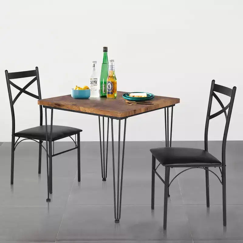 VECELO Esszimmergarnitur, 3/5-teiliges Esszimmertisch-Set mit 2/4 gepolsterten Stühlen für kleine Räume, Apartment