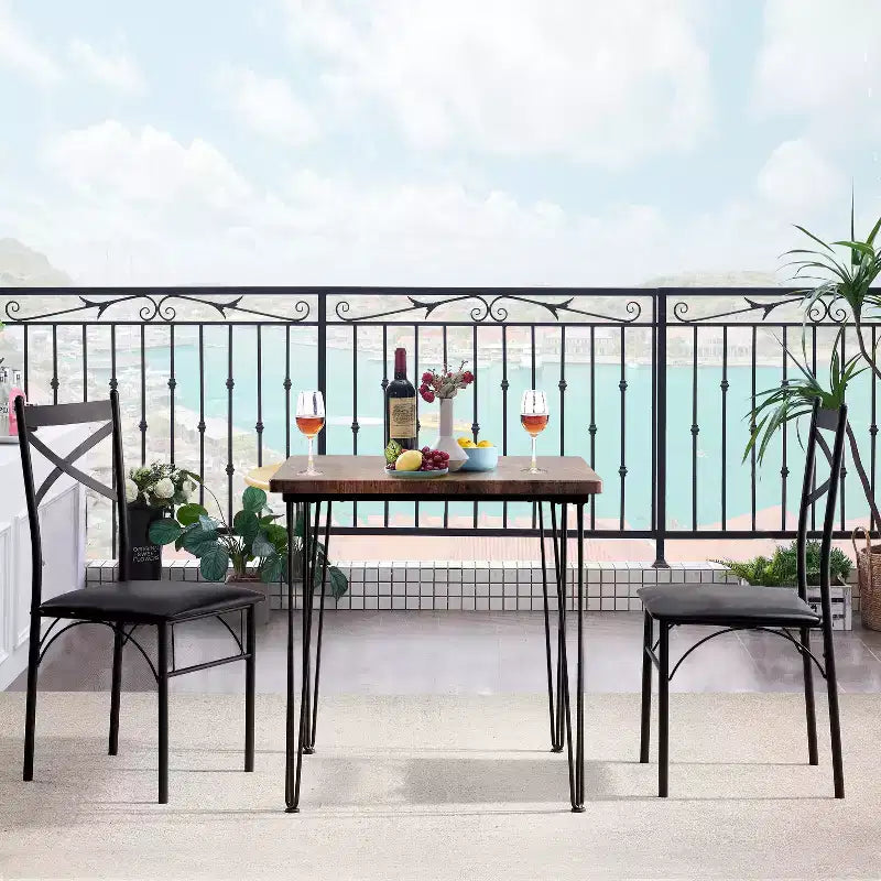 VECELO Esszimmergarnitur, 3/5-teiliges Esszimmertisch-Set mit 2/4 gepolsterten Stühlen für kleine Räume, Apartment