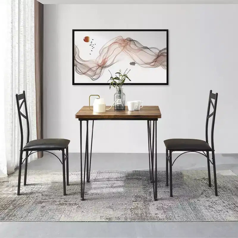 VECELO Esszimmergarnitur, 3/5-teiliges Esszimmertisch-Set mit 2/4 gepolsterten Stühlen für kleine Räume, Apartment
