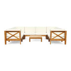 Christopher Knight Home Brava Outdoor 8-Sitzer Ecksofa-Set aus Akazienholz mit Kissen