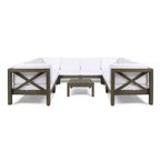 Christopher Knight Home Brava Outdoor 8-Sitzer Ecksofa-Set aus Akazienholz mit Kissen