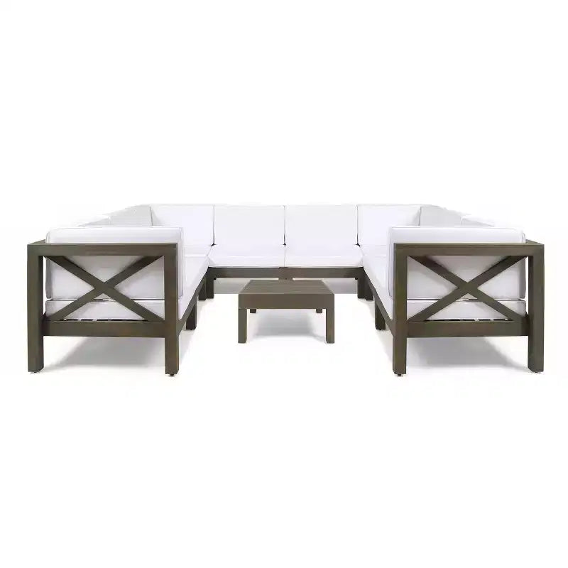 Christopher Knight Home Brava Outdoor 8-Sitzer Ecksofa-Set aus Akazienholz mit Kissen