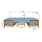 Christopher Knight Home Brava Outdoor 8-Sitzer Ecksofa-Set aus Akazienholz mit Kissen