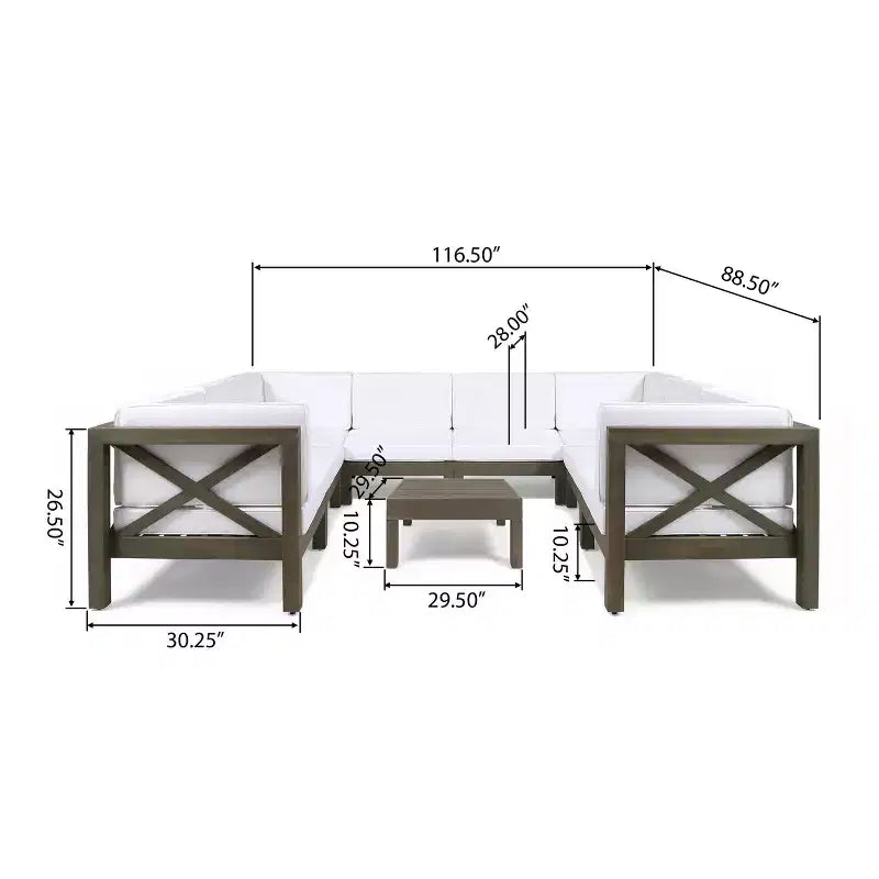 Christopher Knight Home Brava Outdoor 8-Sitzer Ecksofa-Set aus Akazienholz mit Kissen