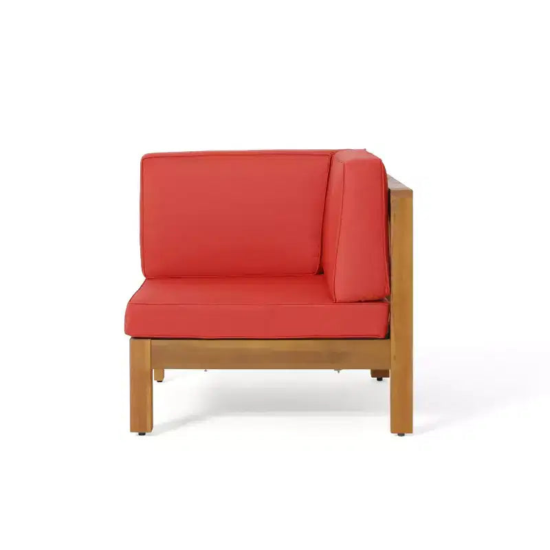 Christopher Knight Home Brava Outdoor 8-Sitzer Ecksofa-Set aus Akazienholz mit Kissen