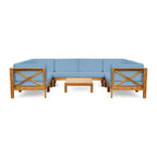 Christopher Knight Home Brava Outdoor 8-Sitzer Ecksofa-Set aus Akazienholz mit Kissen