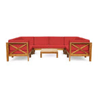 Christopher Knight Home Brava Outdoor 8-Sitzer Ecksofa-Set aus Akazienholz mit Kissen