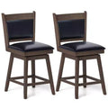 Costway 25 Swivel Bar Stools Set of 2 with Back Rubber Wood Legs Sturdy Footrest