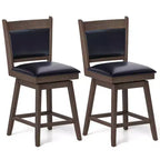 Costway 25 Swivel Bar Stools Set of 2 with Back Rubber Wood Legs Sturdy Footrest