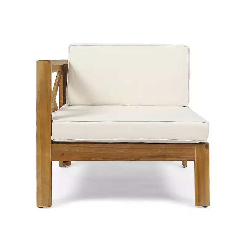GDFStudio Allaire Akazienholz 3-Sitzer-Ecksofa-Set mit Ottomane