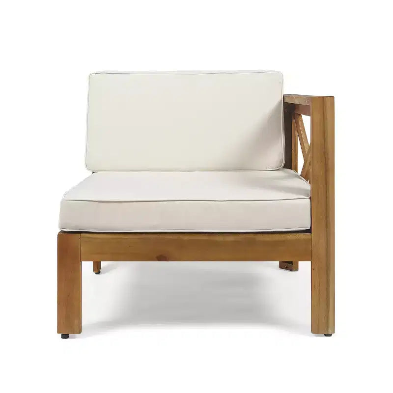GDFStudio Allaire Akazienholz 3-Sitzer-Ecksofa-Set mit Ottomane
