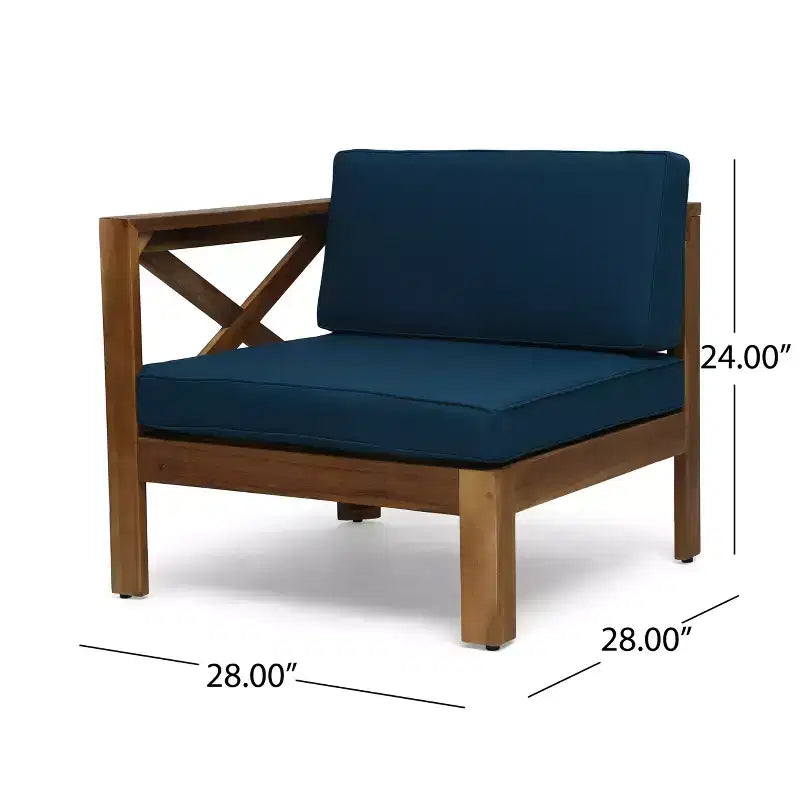 GDFStudio Allaire Akazienholz 3-Sitzer-Ecksofa-Set mit Ottomane