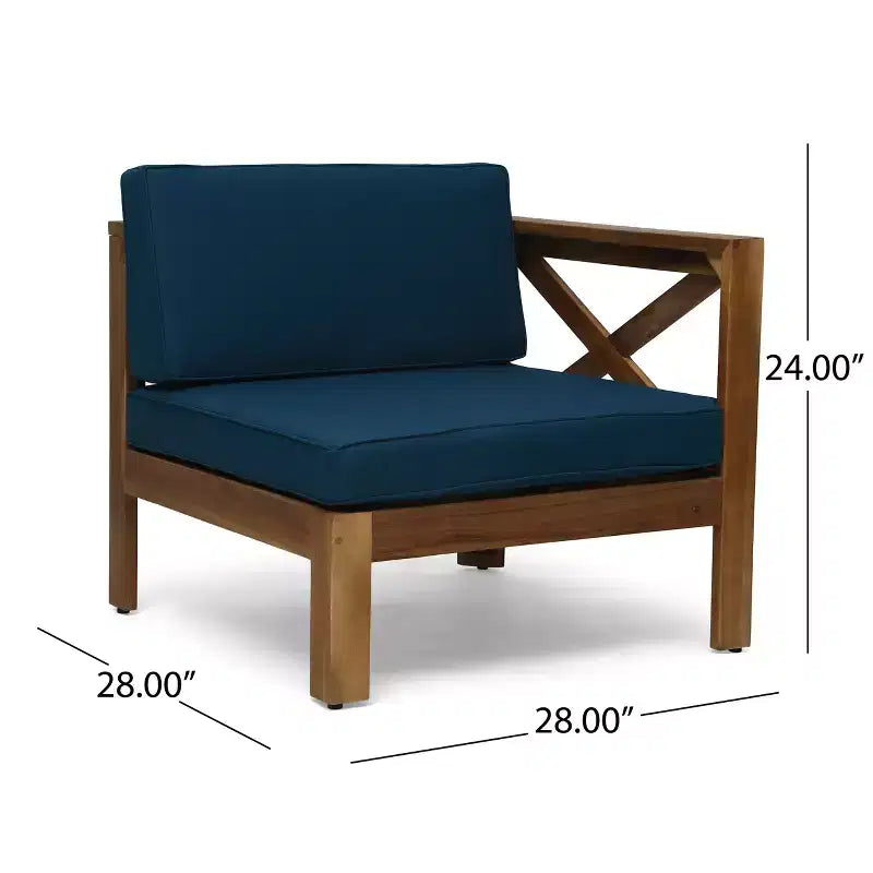 GDFStudio Allaire Akazienholz 3-Sitzer-Ecksofa-Set mit Ottomane