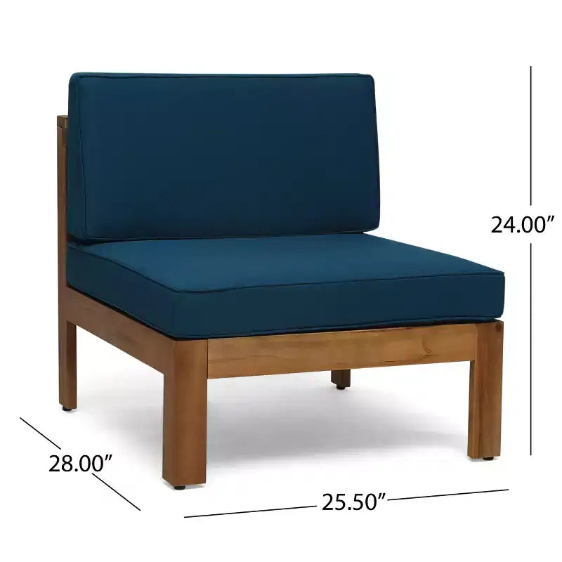 GDFStudio Allaire Akazienholz 3-Sitzer-Ecksofa-Set mit Ottomane