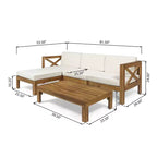GDFStudio Allaire Akazienholz 3-Sitzer-Ecksofa-Set mit Ottomane