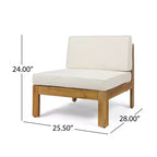 GDFStudio Allaire Akazienholz 3-Sitzer-Ecksofa-Set mit Ottomane